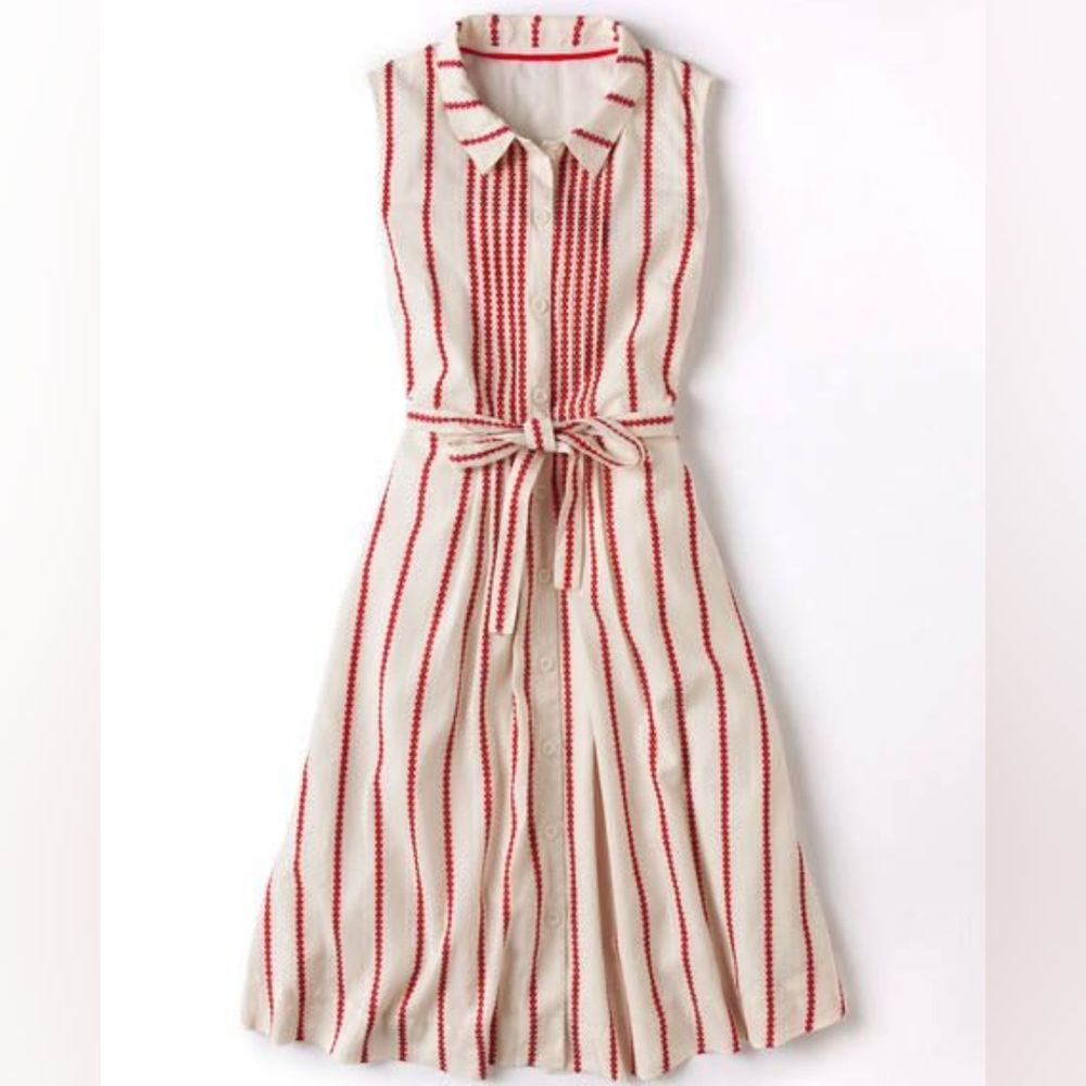 NWOT Boden Monte Carlo Dress Ivory Dark Red US 6R Small